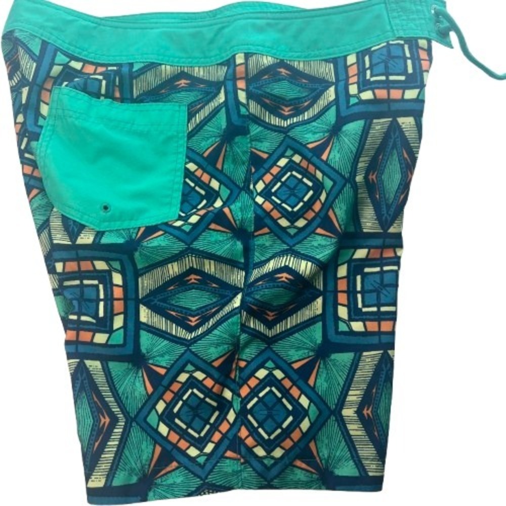 Hollister Mens Swim Shorts Sz 32 Multicolor Geometric Print Boardshorts W34 L8.5